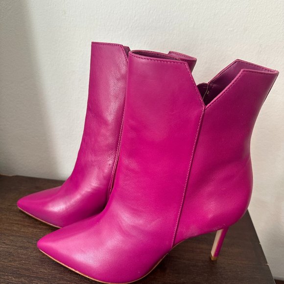 - Schutz Betsey Pointed Toe Bootie in Cerise Pink - Picture 1 of 3